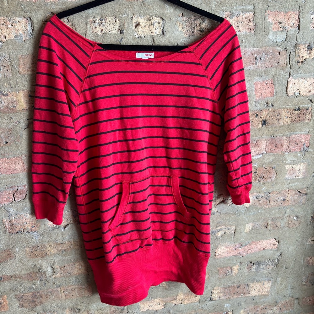 BONGO Red and Black Striped Top
